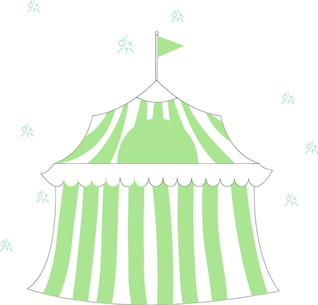 línea Arte decorado circo carpa. vector