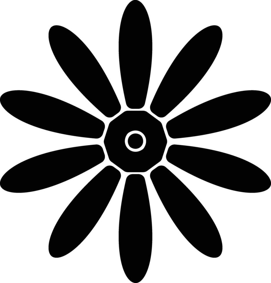 Black color beautiful flower in flat style. vector