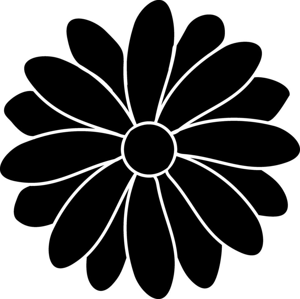 Flat black and white flower design. vector