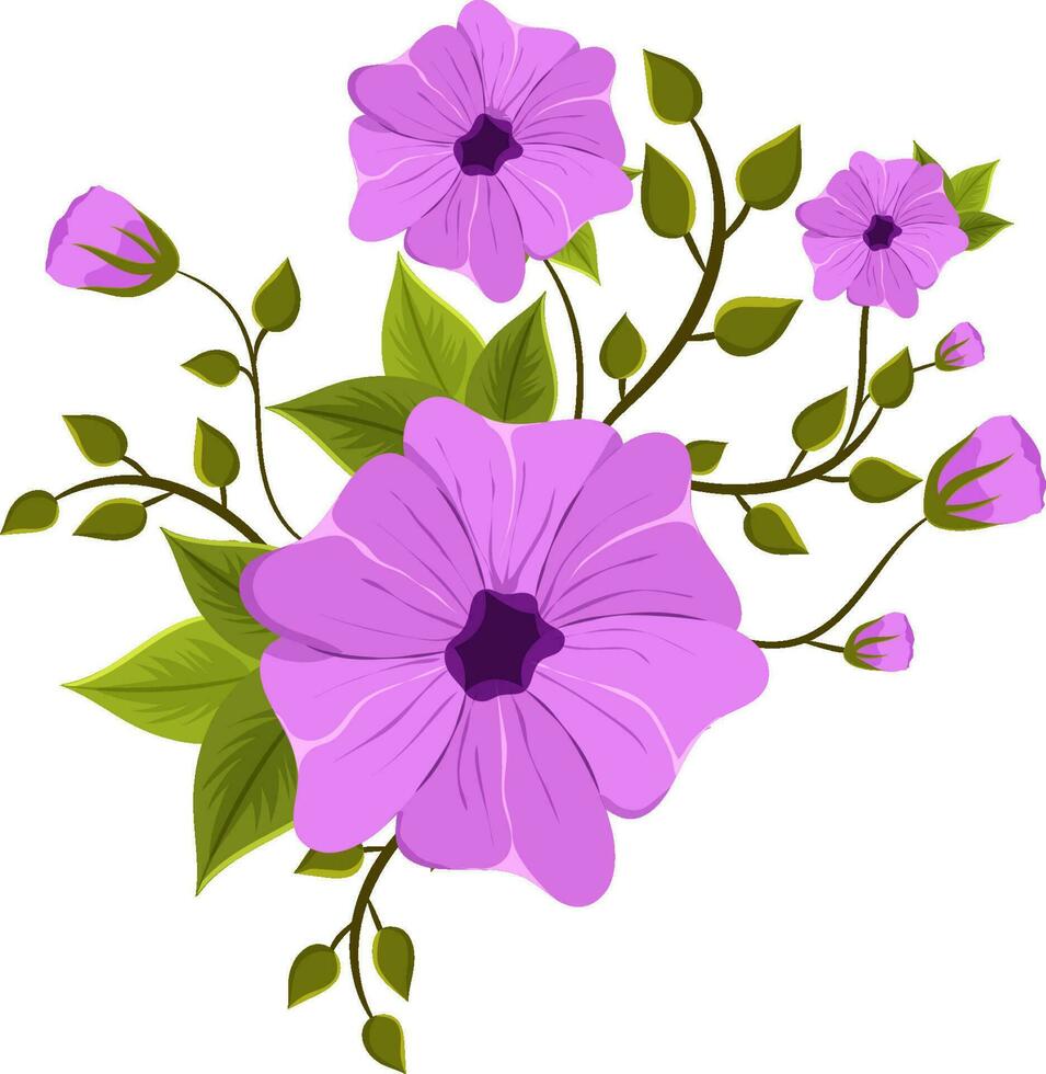 Flowers and leaves decorated background. vector
