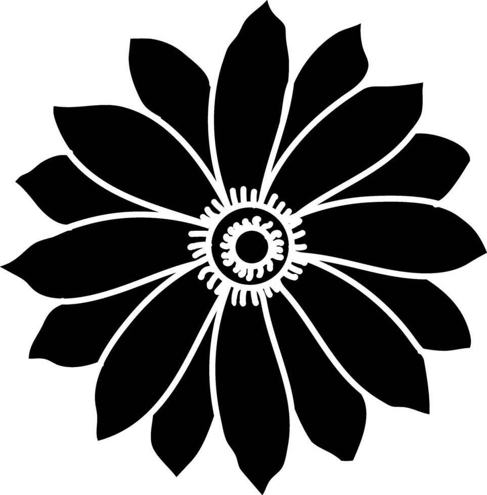 Isolated illustration of Black and white Flower. vector