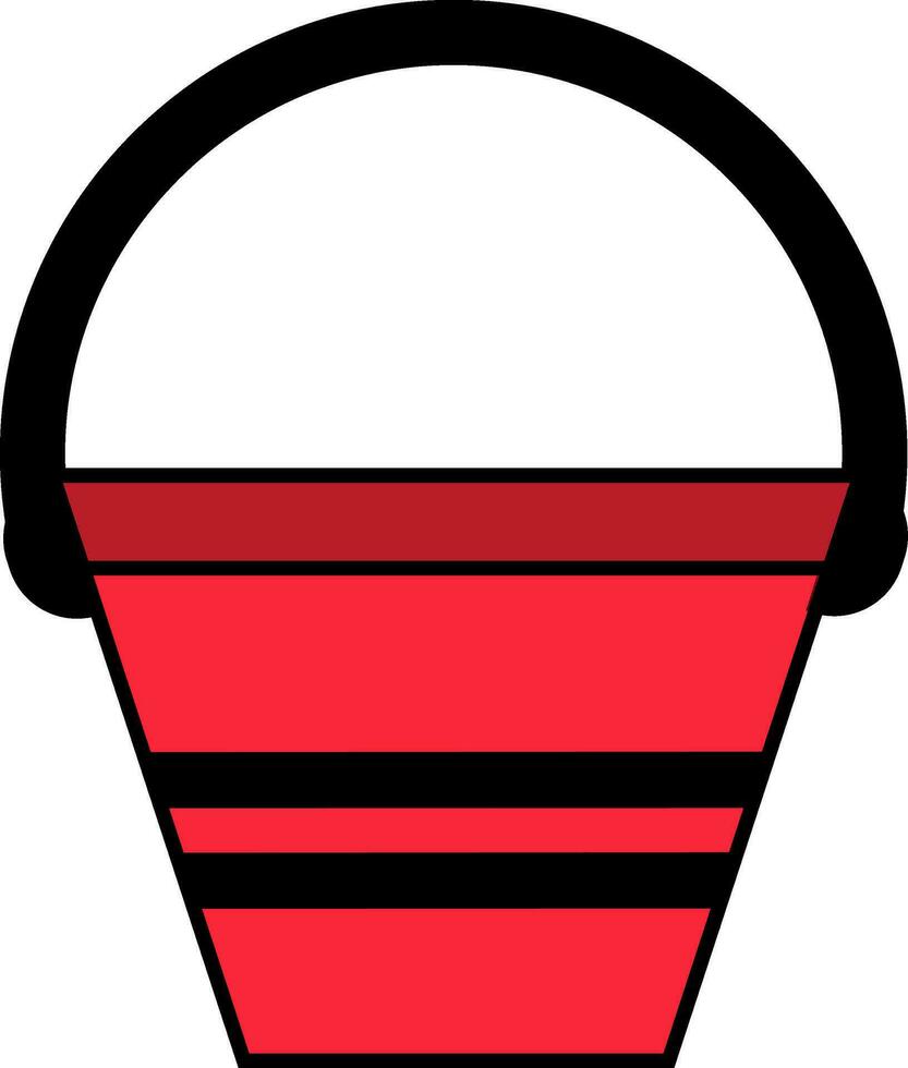 Isolated fire bucket in red and black color. vector