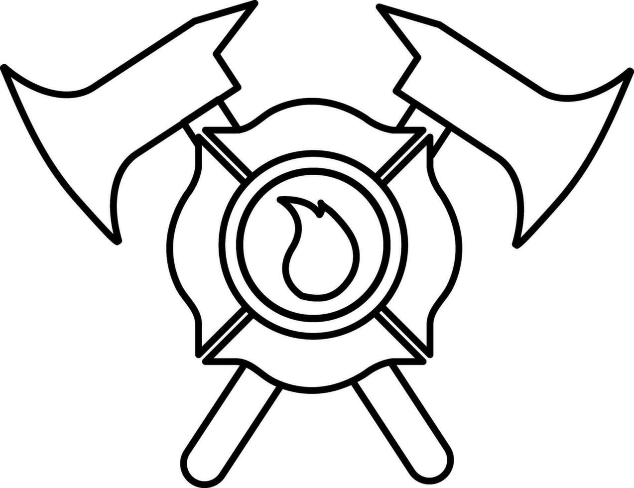 Fire department emblem with cross fire axe. vector