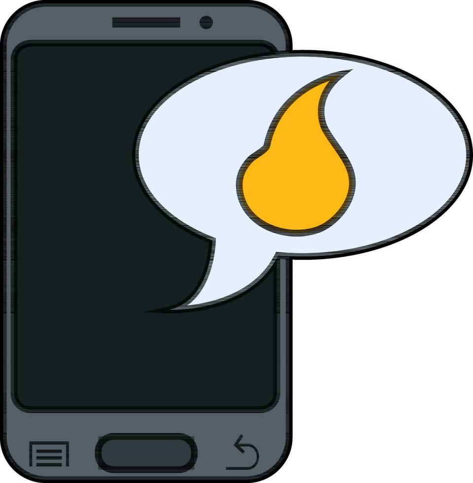 Smatrphone icon with fire symbol in flat style. vector