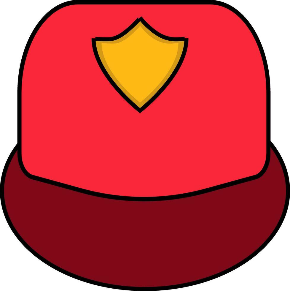 Icon of fireman helmet in flat style. vector