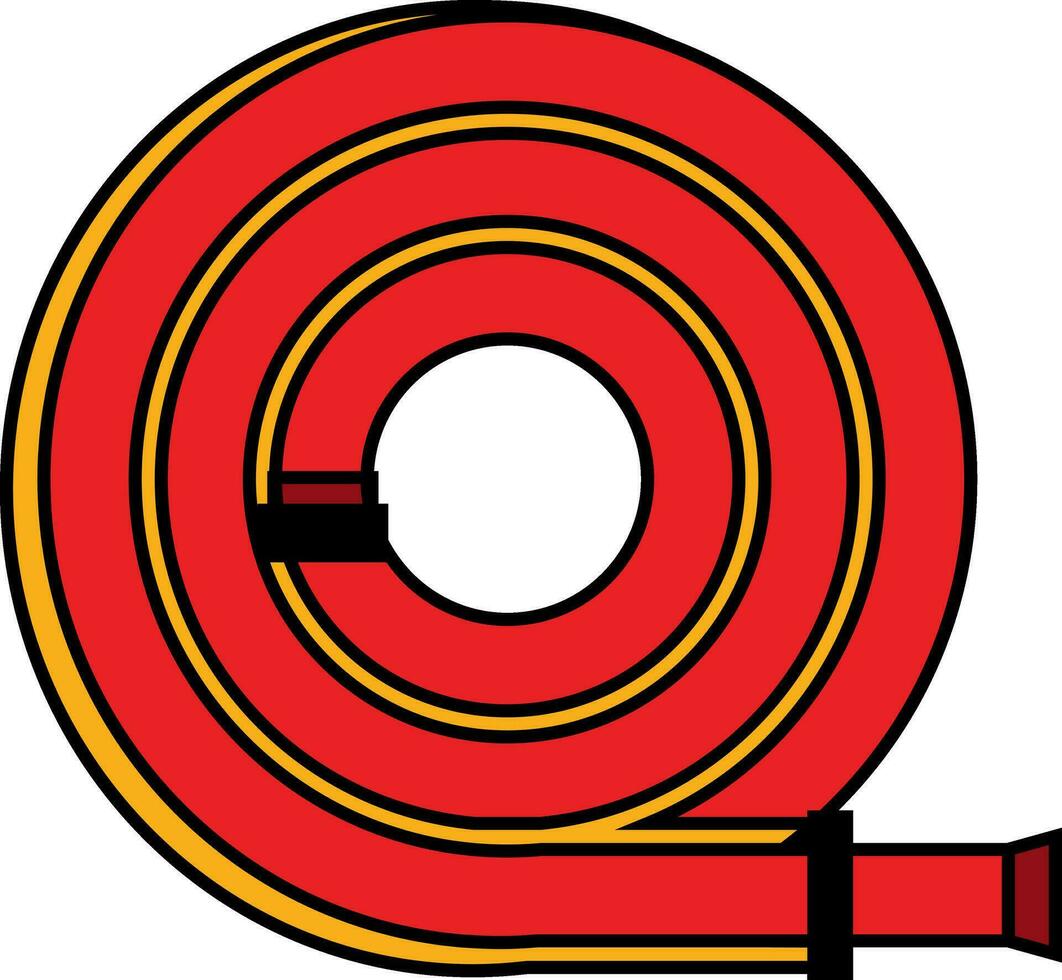 Flat icon of fire hose in red and yellow color. vector