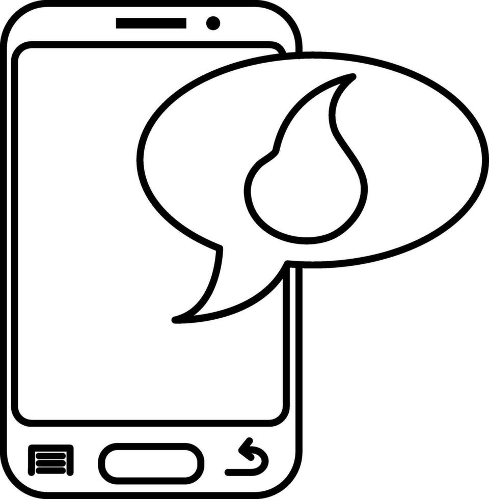 Smartphone with fire symbol in flat style. vector