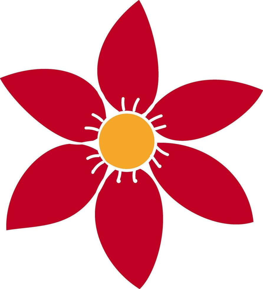 Flat illustration of flower in red color. vector