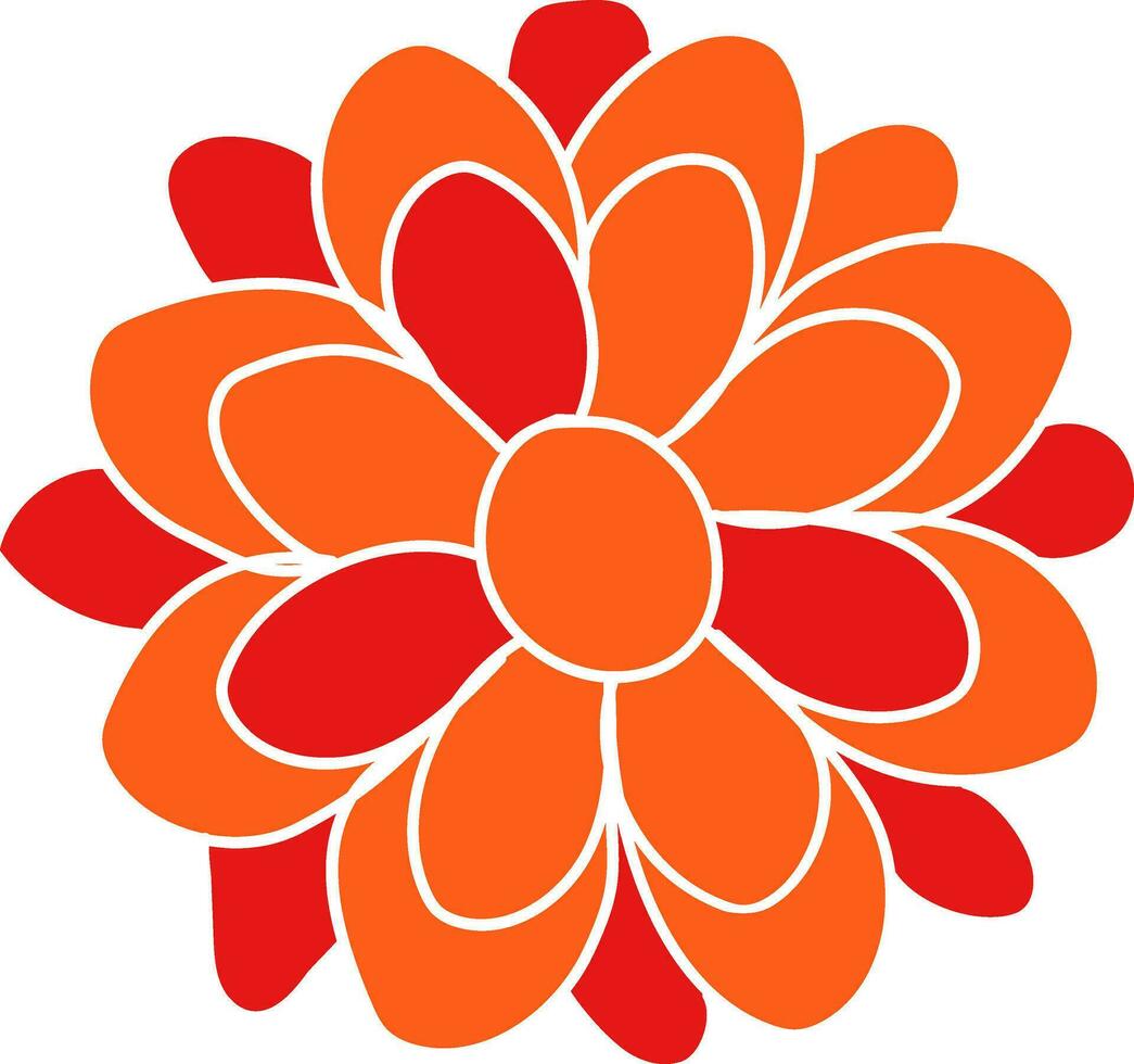 Orange flower design in flat style. vector