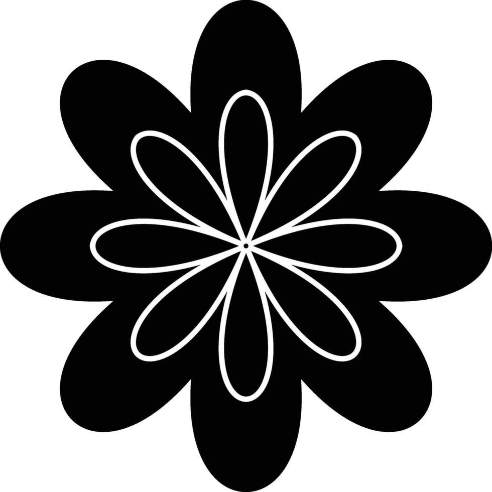 Flat style icon of flower in black and white color. vector