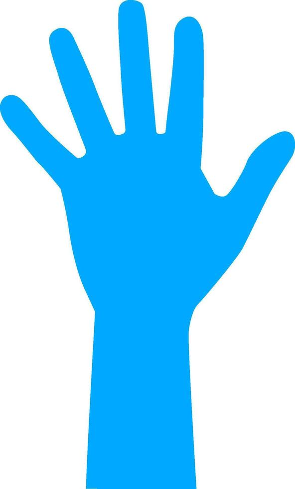 Blue color silhouette of hand in flat style. vector