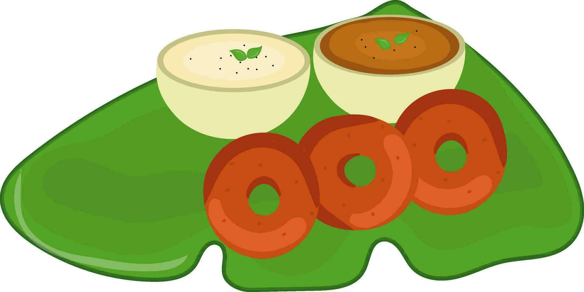 Flat illustration of Indian Food, vada with sauce. vector
