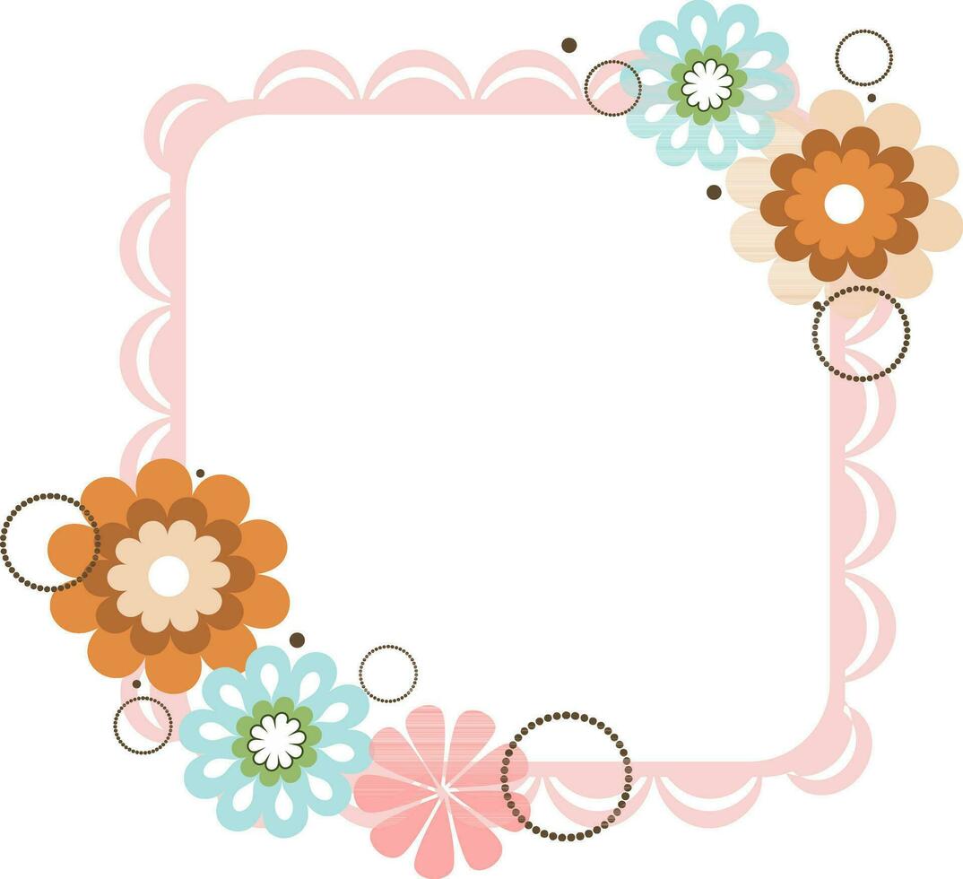 Floral pattern frame in square shape made with pink color. vector