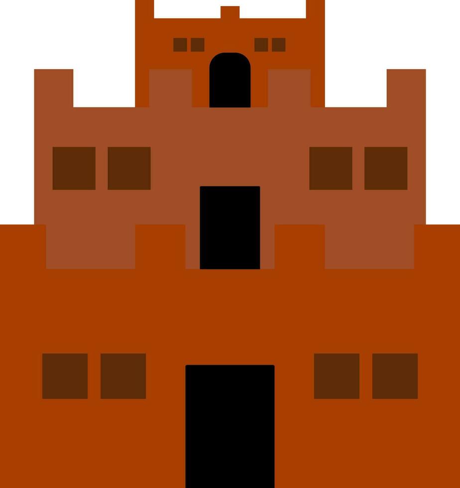 Building in brown. Flat style illustration. vector