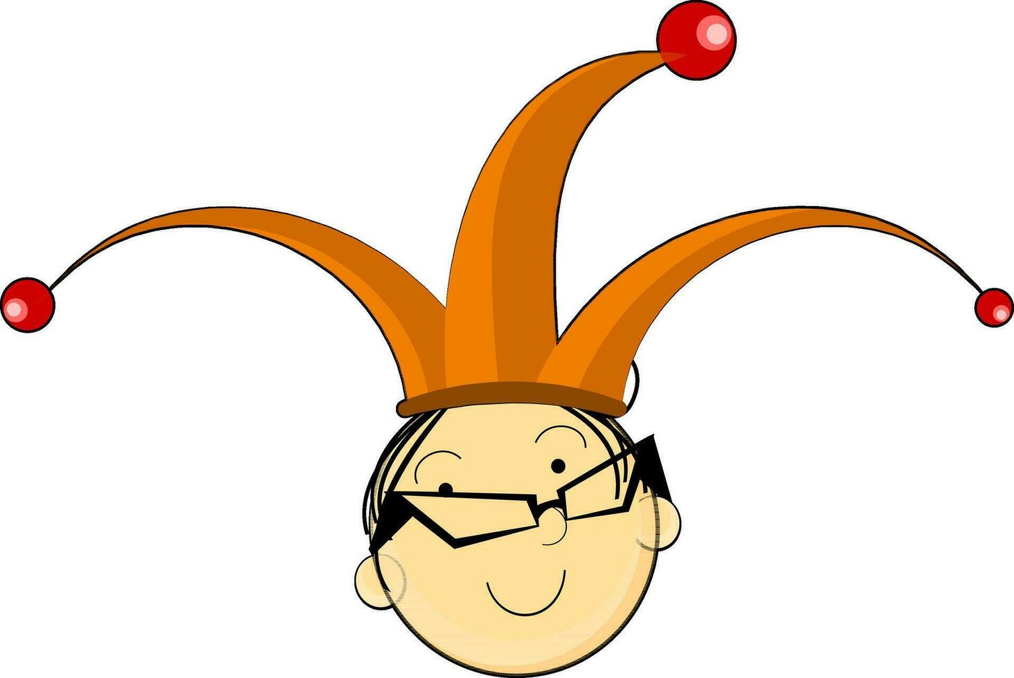 Cartoon boy wearing jester hat. vector