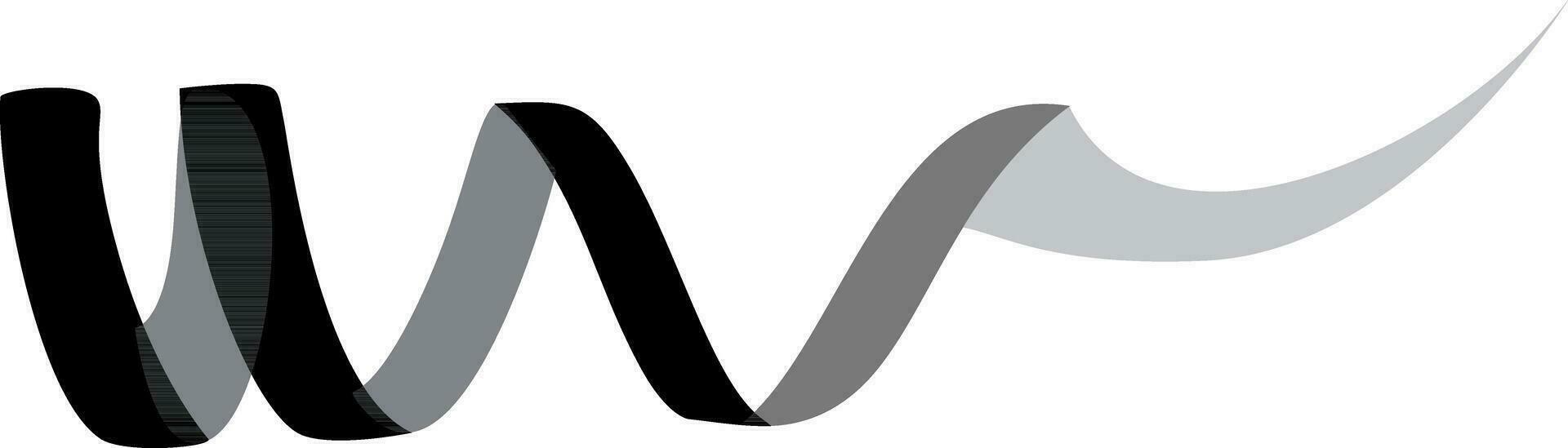 Illustration of curled ribbon isolated on white background. vector