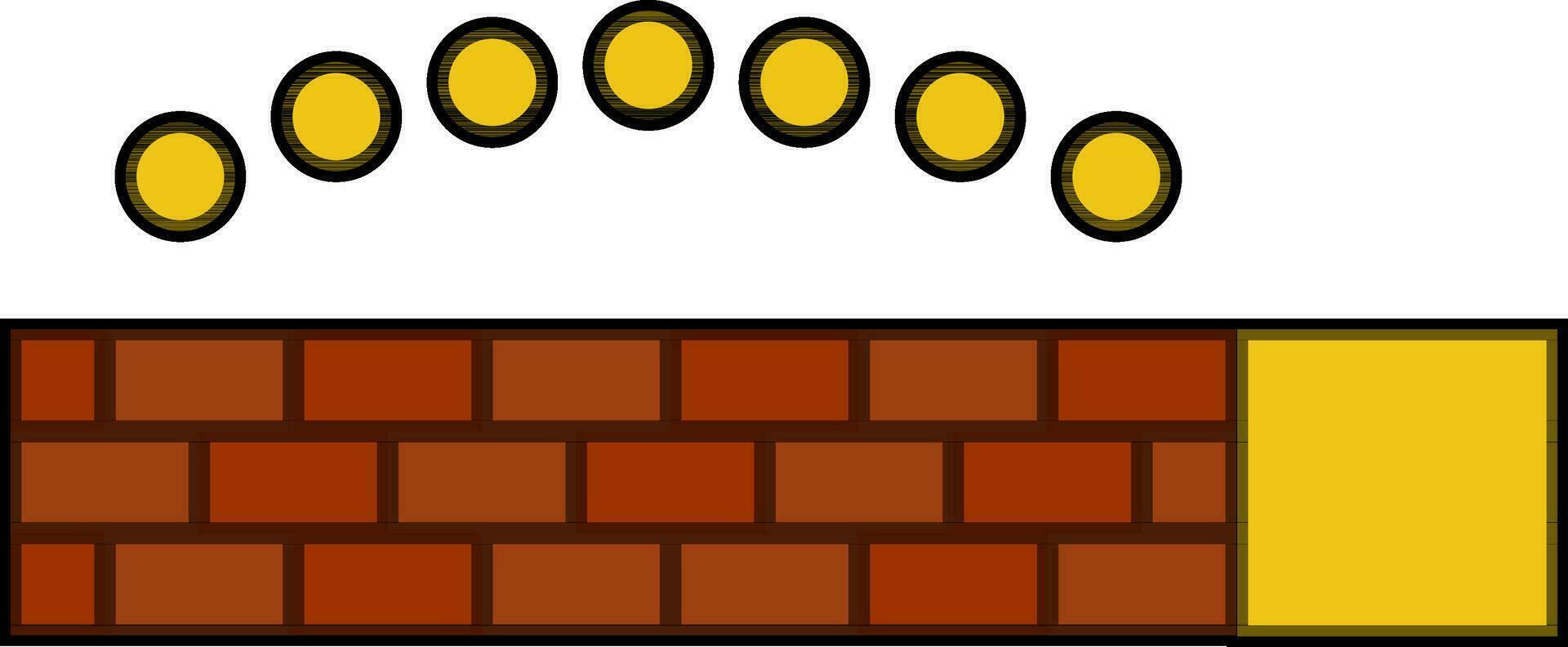 Brown wall with yellow coins. vector