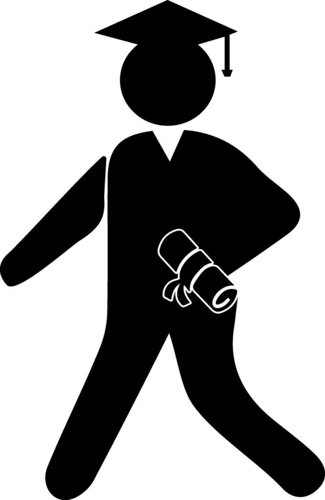 Character of a boy wearing mortarboard. vector