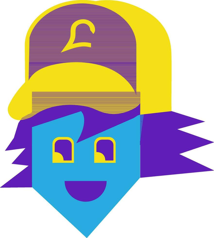 Character of a face player wearing hat. vector