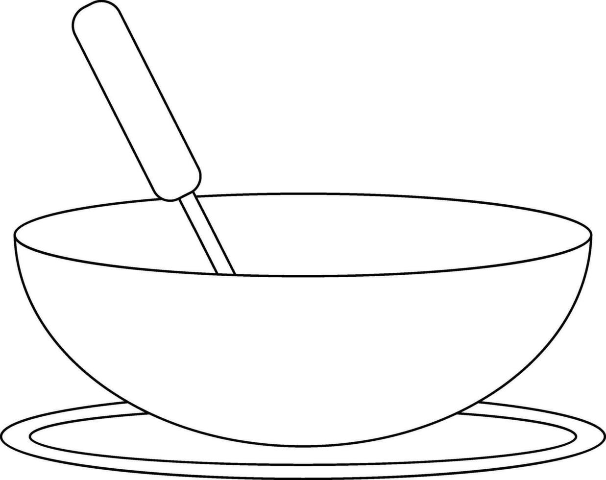 Flat style  spoon with bowl on plate. vector