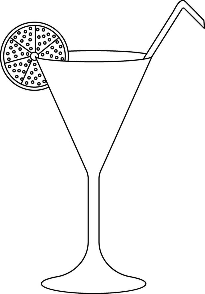 Lemon slice decorated cocktail glass. vector