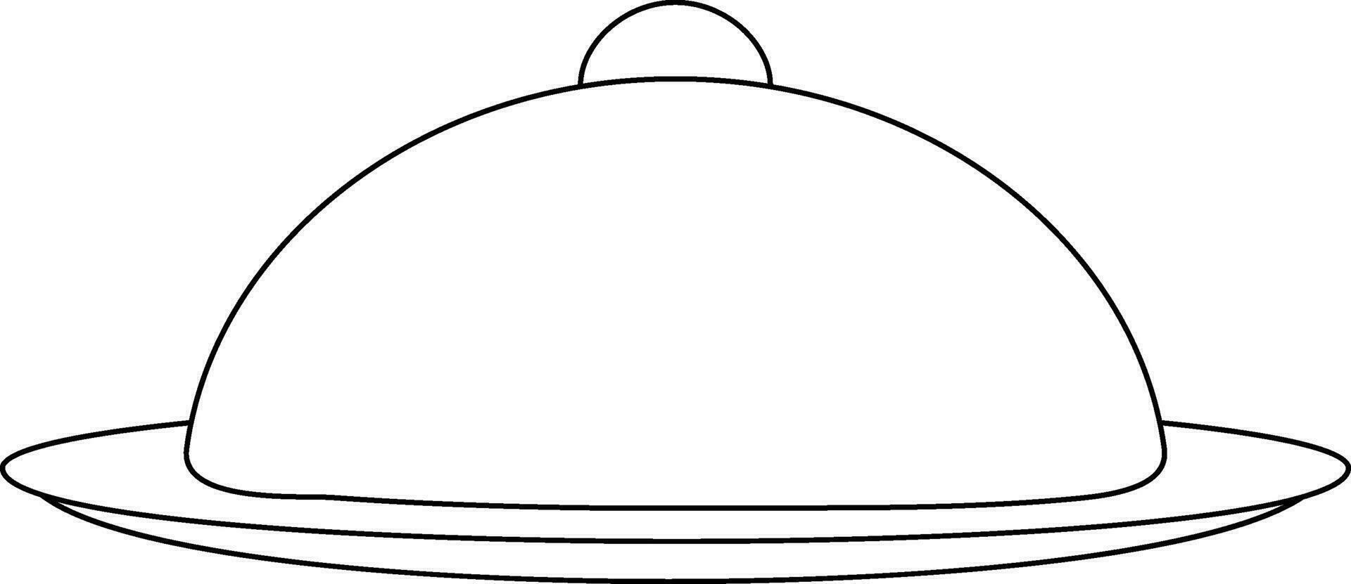 Restaurant cloche in black line art. vector