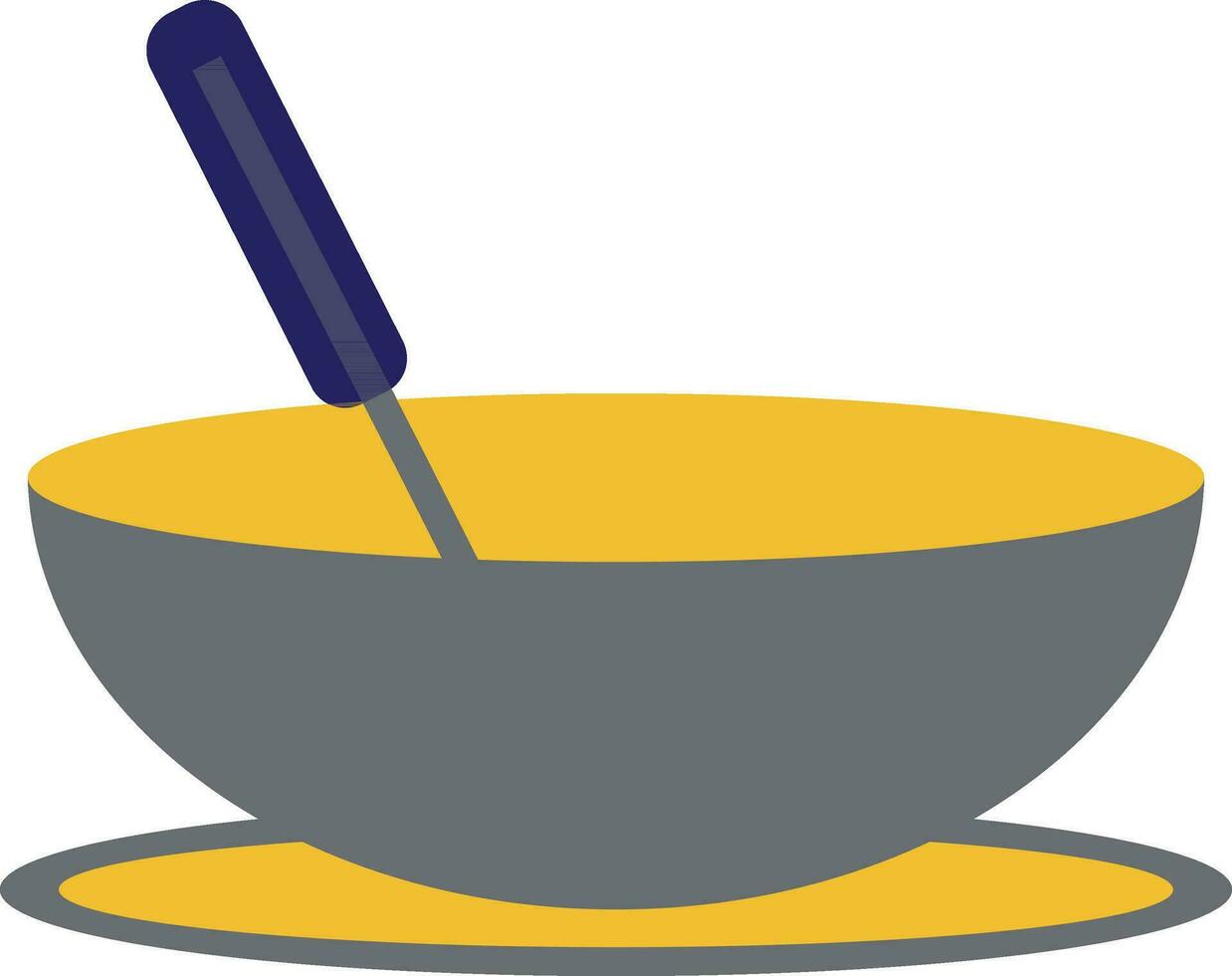 Spoon with bowl on plate. vector