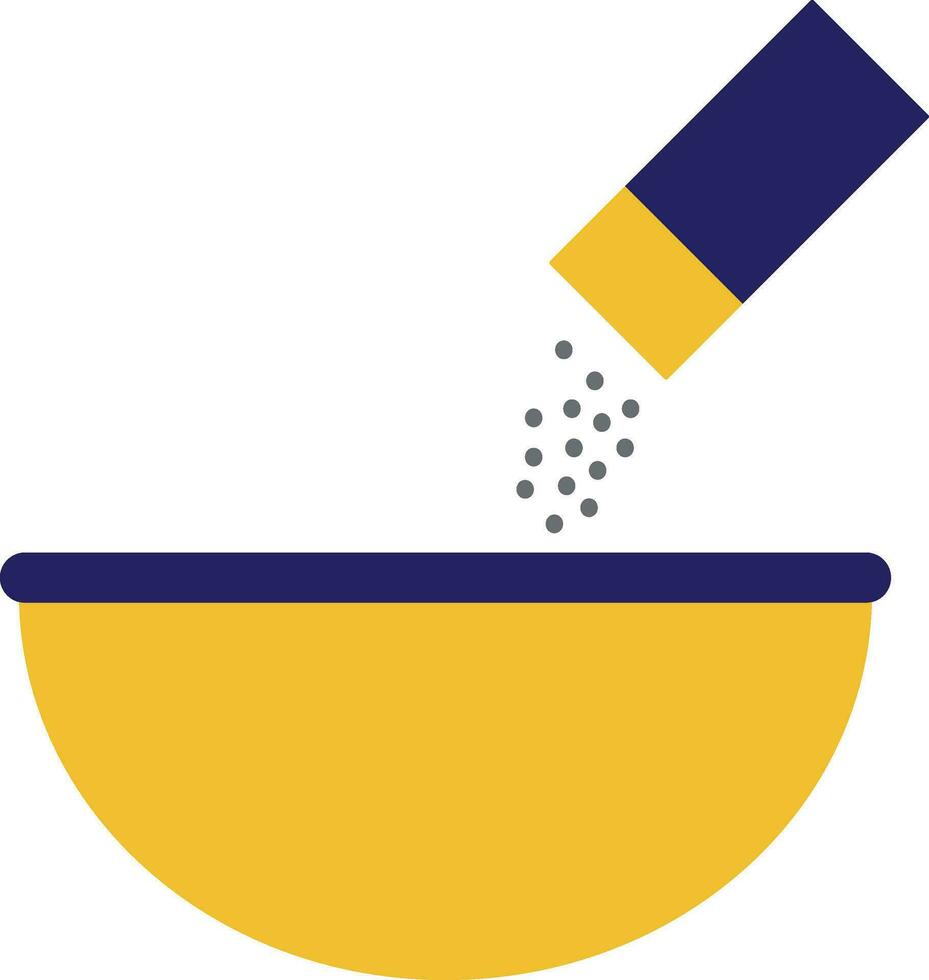 Salt shaker falling in bowl. vector