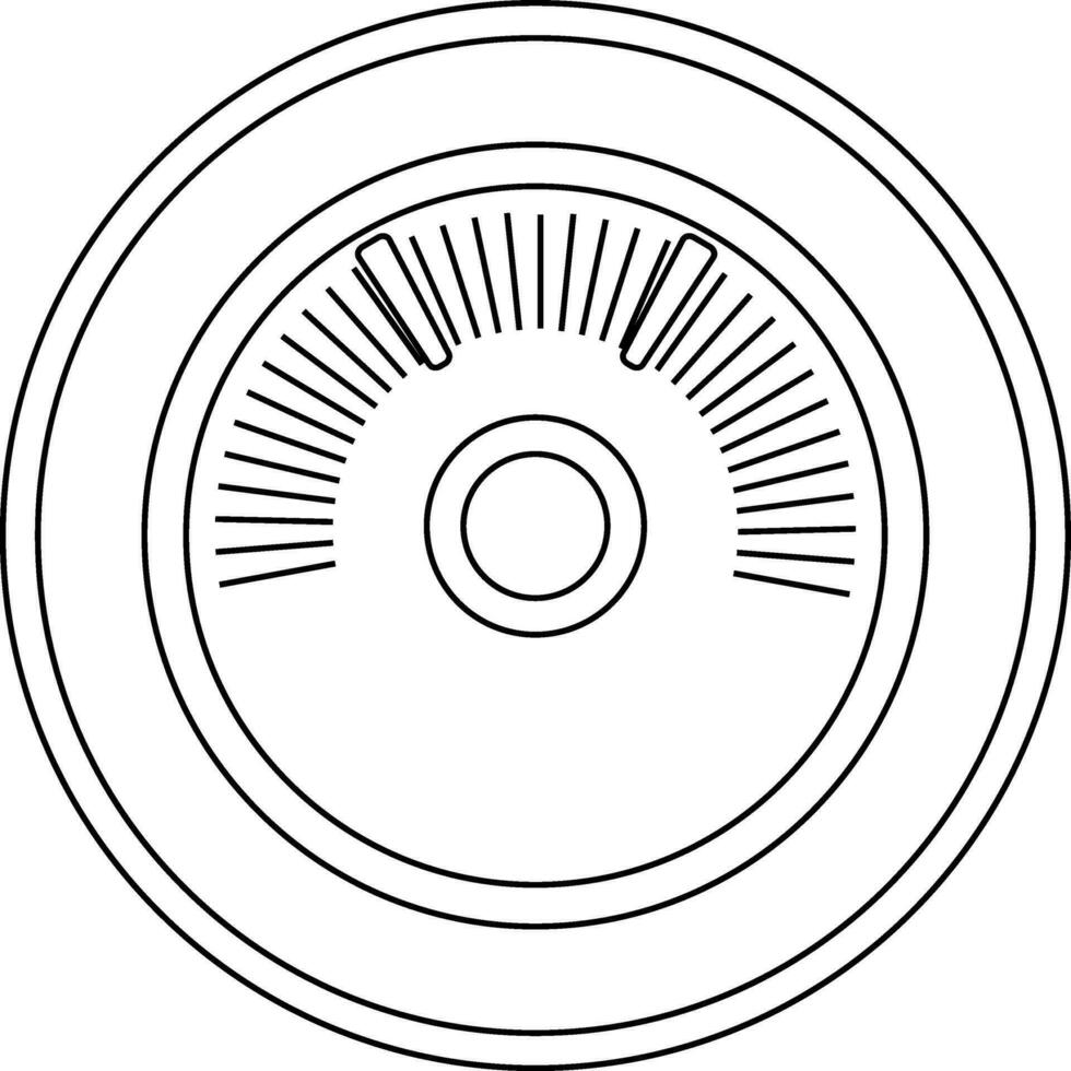 Black line art speedometer in flat style. vector