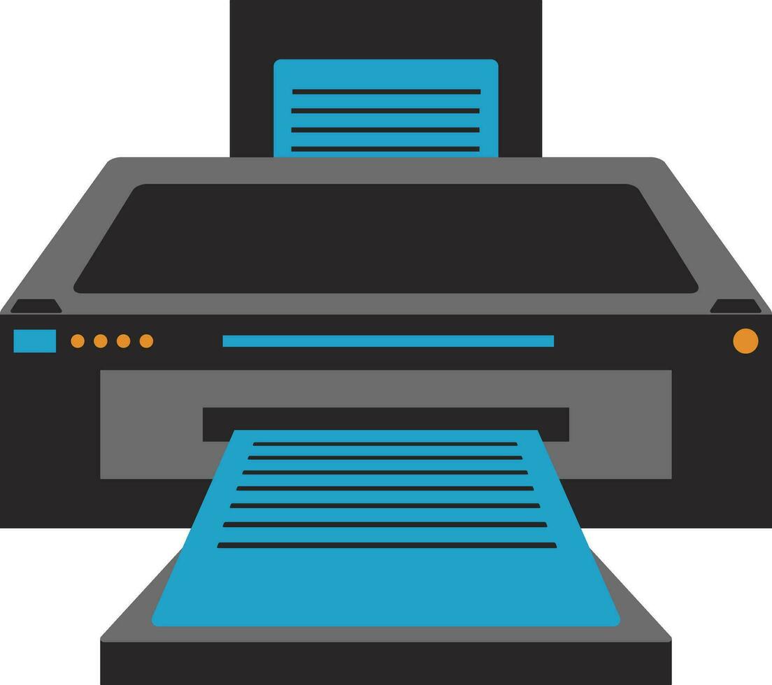 Flat style printer in grey and blue color. vector