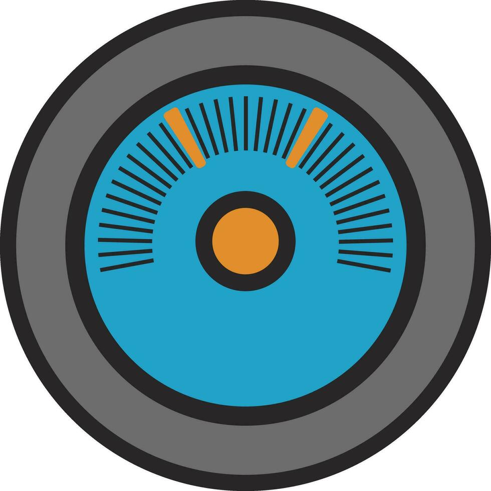 Grey and blue speedometer in flat style. vector