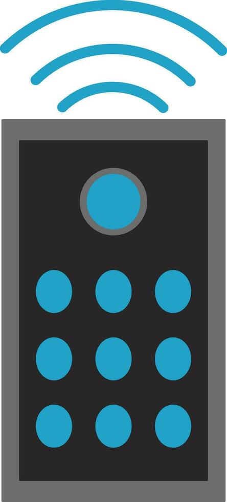 Grey remote control with blue wifi. vector