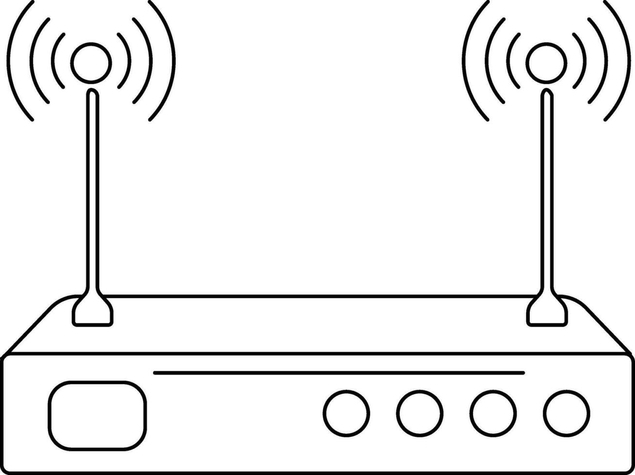 Flat style router in black line art. vector