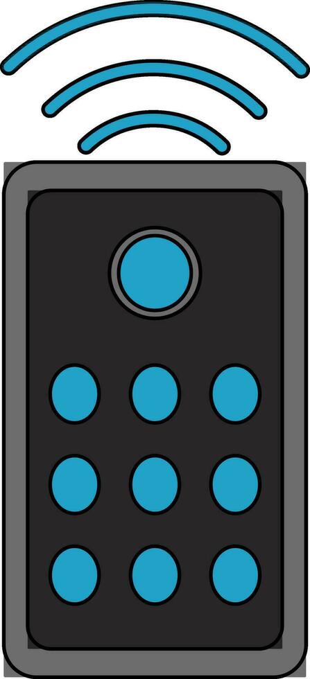 Grey remote control with blue wifi. vector
