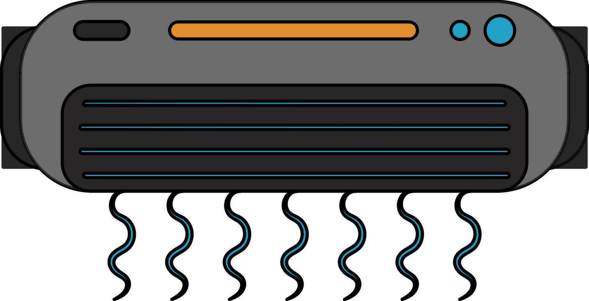 Grey and blue air conditioner. vector