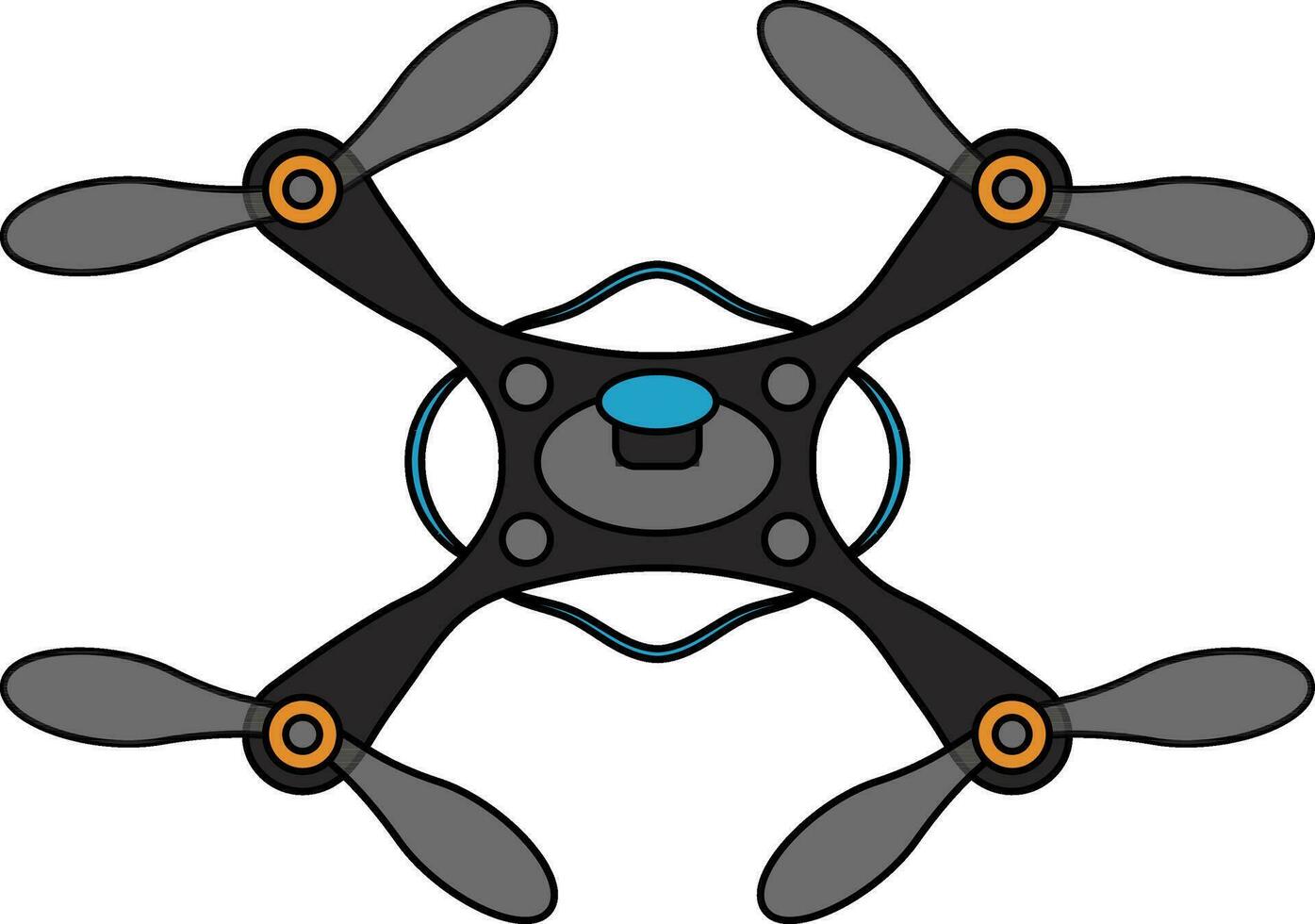 Grey and orange drone camera. vector