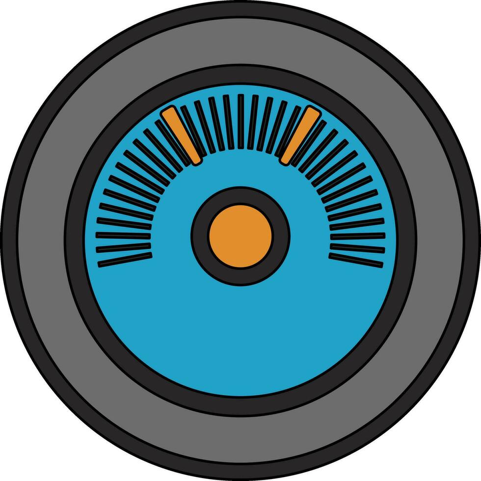 Grey and blue speedometer in flat style. vector