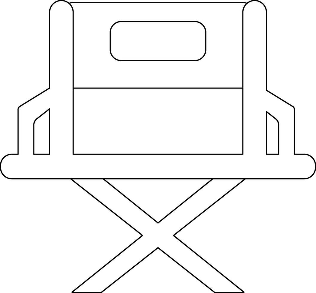Director chair in black line art. vector