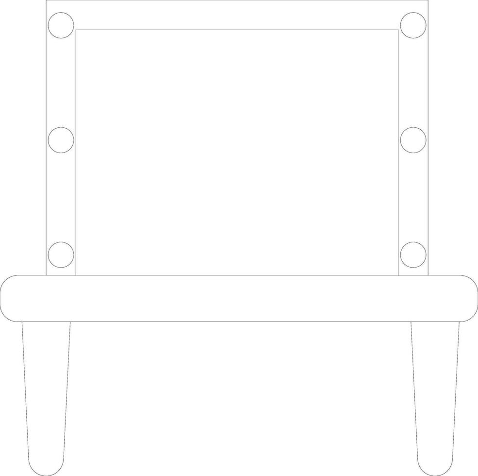 Black line art decorated mirror on table. vector