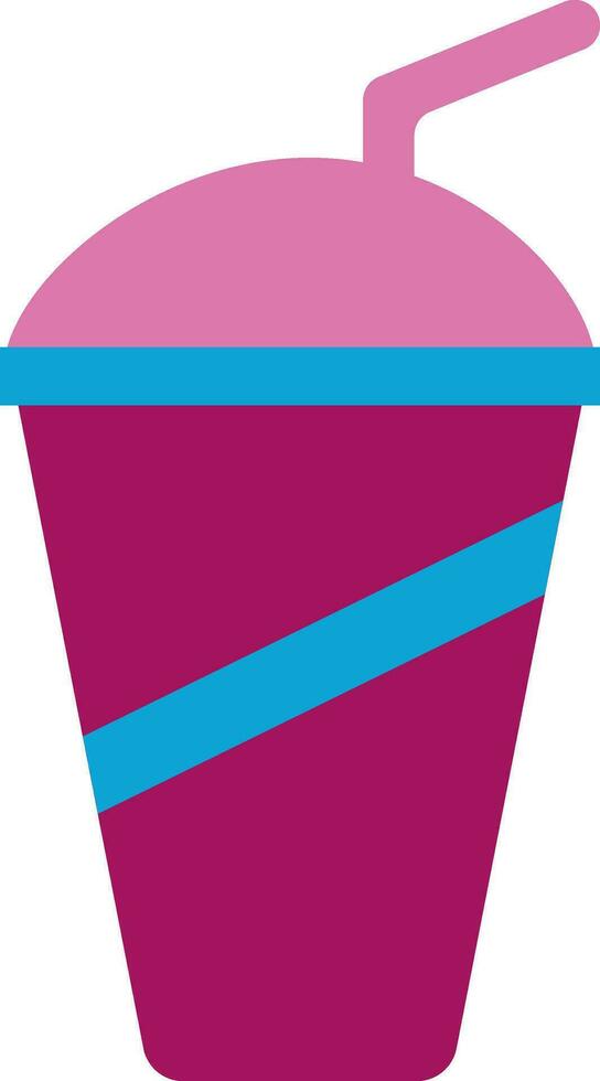 Coffee cup with a pink straw. vector