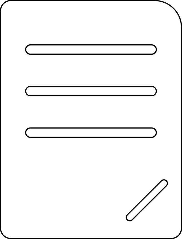 Blank agreement paper in black line art. vector