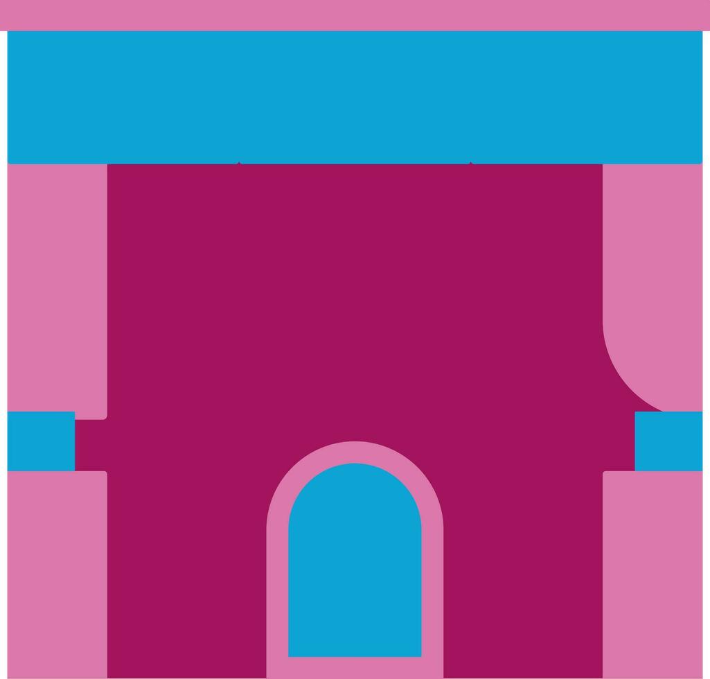 Flat style theatre hall in pink and blue color. vector