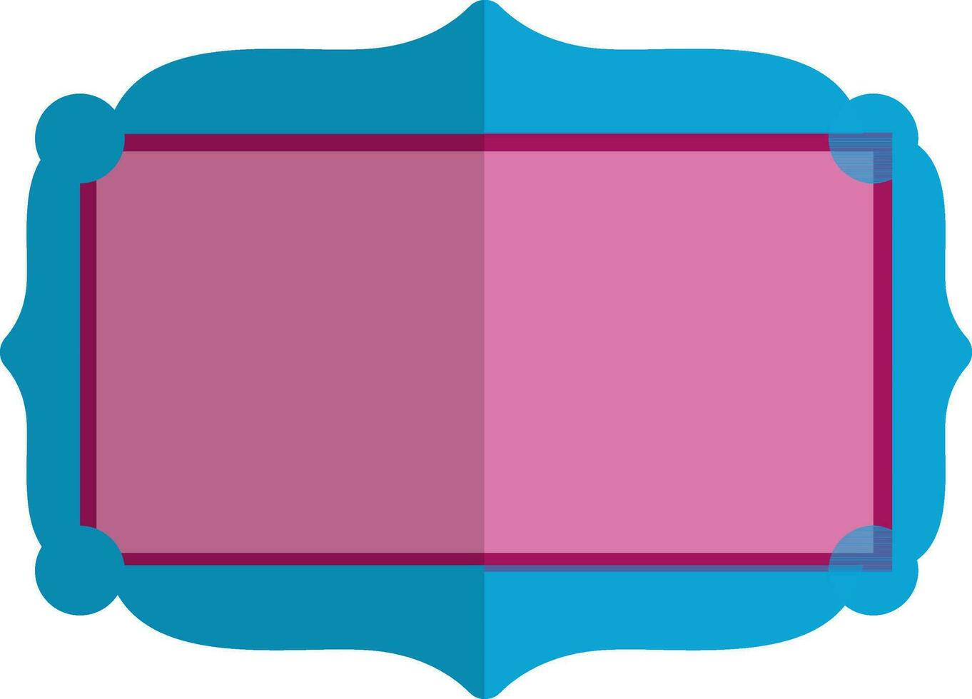 Flat style blank frame in pink and blue color. vector