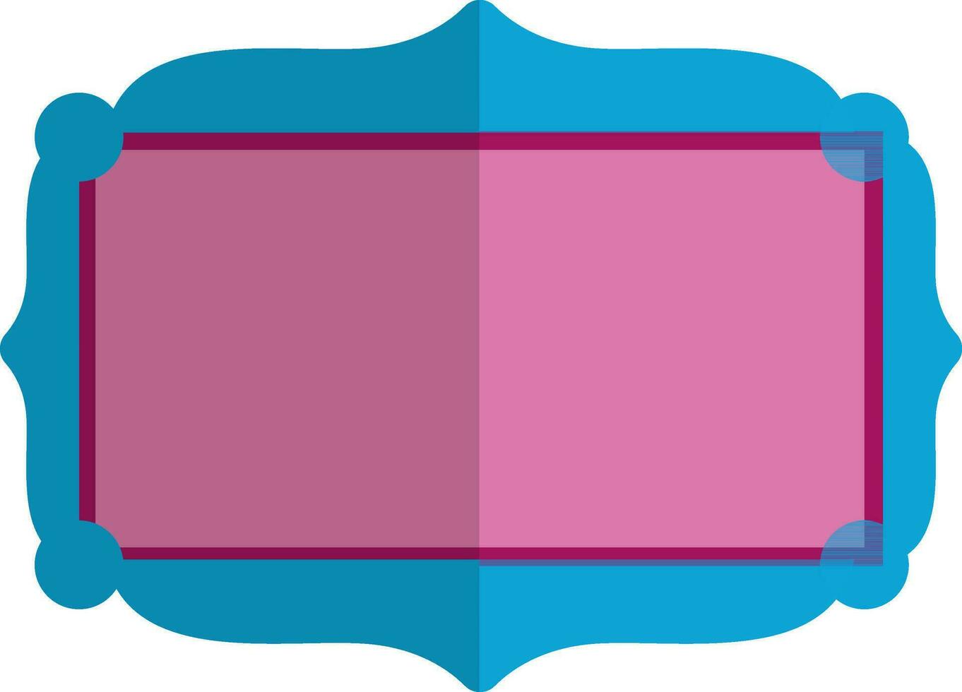 Flat style blank frame in pink and blue color. vector