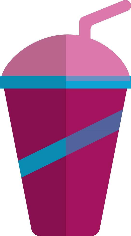 Coffee cup with a pink straw. vector