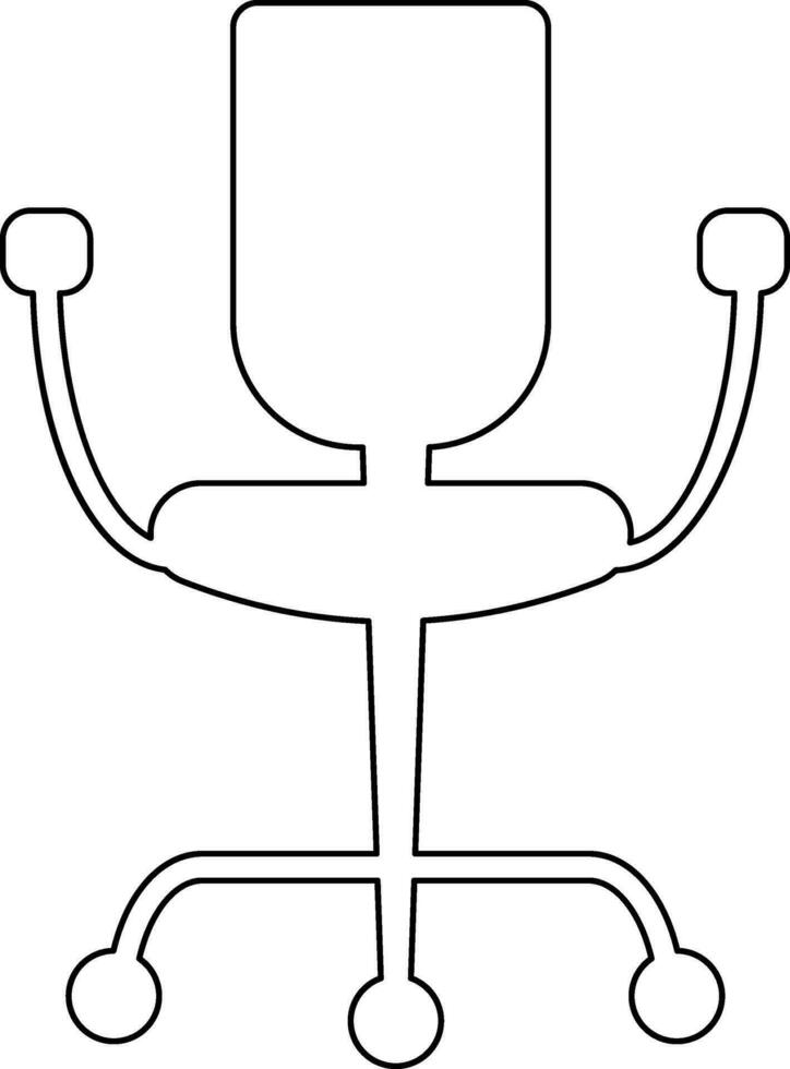 Blank office chair in black line art. vector