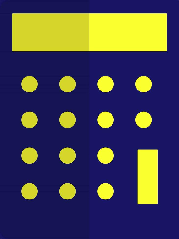 Illustration of a calculator in blue and yellow color. vector