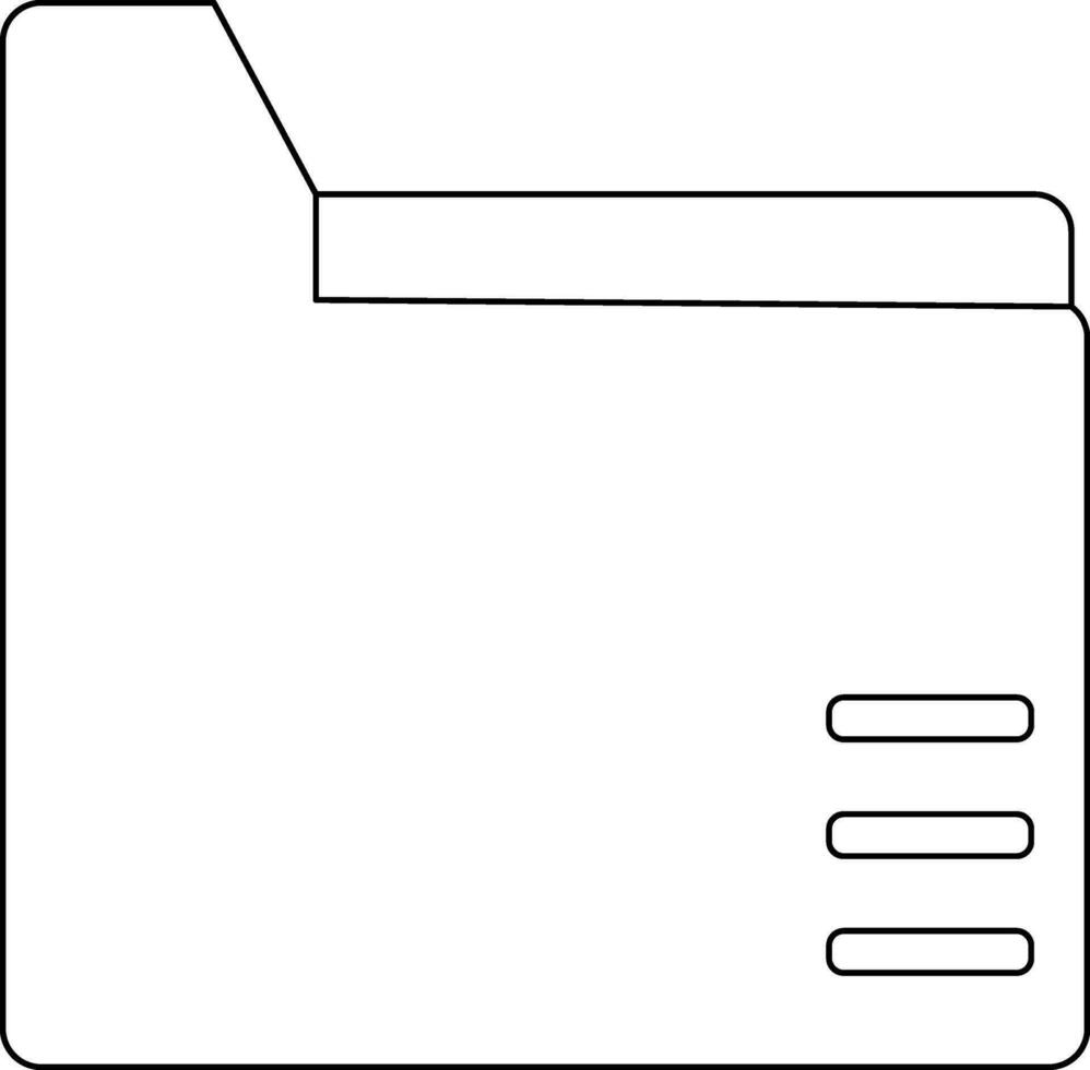Black line art illustration of file folder. vector