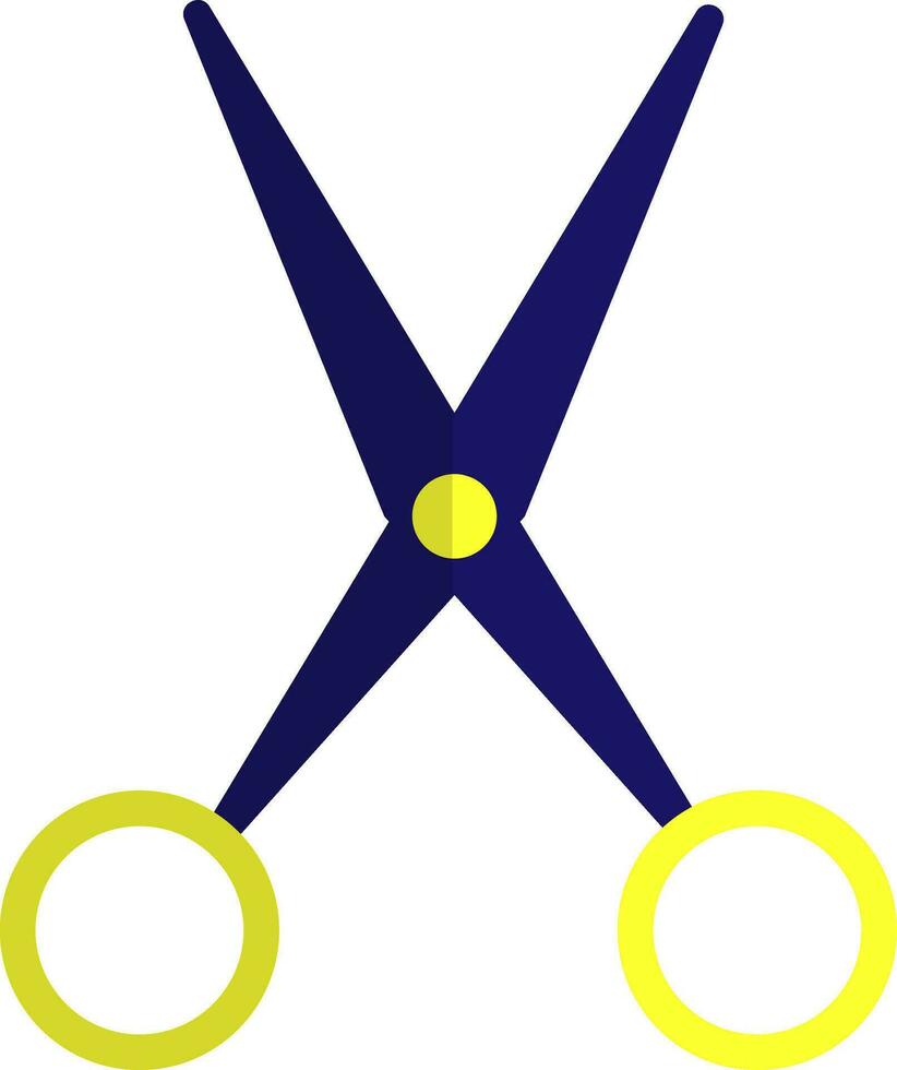 Blue and yellow scissor in flat style. vector