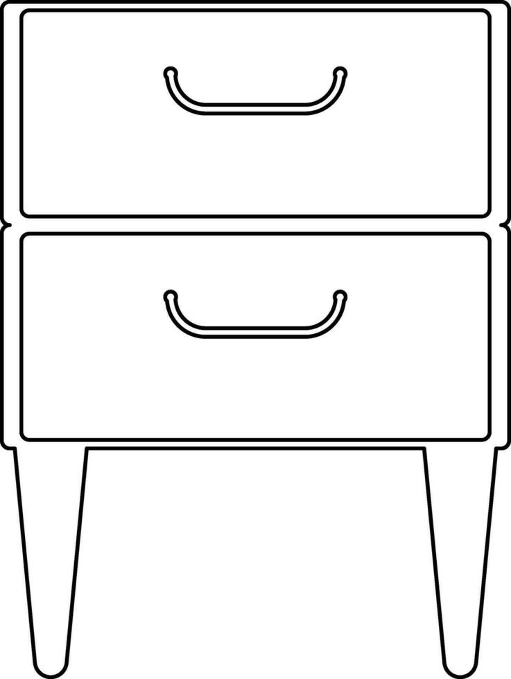 Drawer in black line art. vector